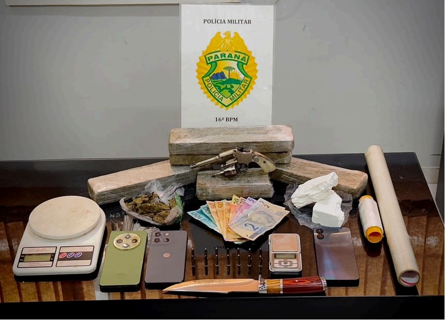 Polícia prende dois suspeitos com drogas, arma e estufa de maconha em Guarapuava