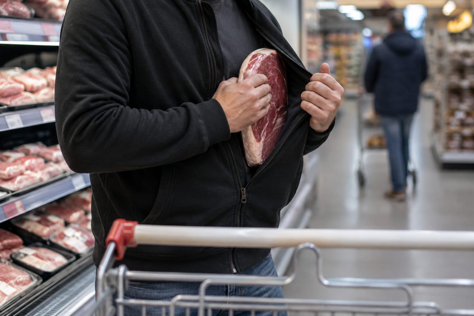 Tentou furtar picanha em supermercado e acabou preso