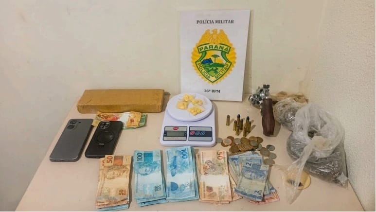 Drogas, arma e dinheiro em operação policial em Pitanga