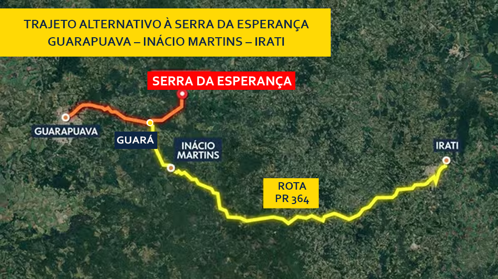 PR-364 é rota alternativa à Serra da Esperança, mas pode enfrentar congestionamentos