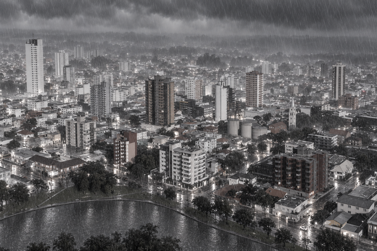 Guarapuava tem alerta de tempestade intensa, com risco de granizo nesta quinta-feira