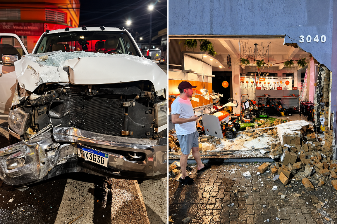 Carros batem e atingem residência durante a madrugada em Guarapuava